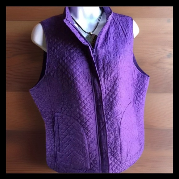 Christopher & Banks Jackets & Blazers - Christopher & Banks Purple Quilted Vest Size L